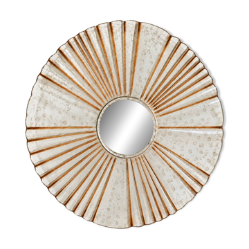 Grand miroir en verre en forme de soleil / années 1960 / 78 cm