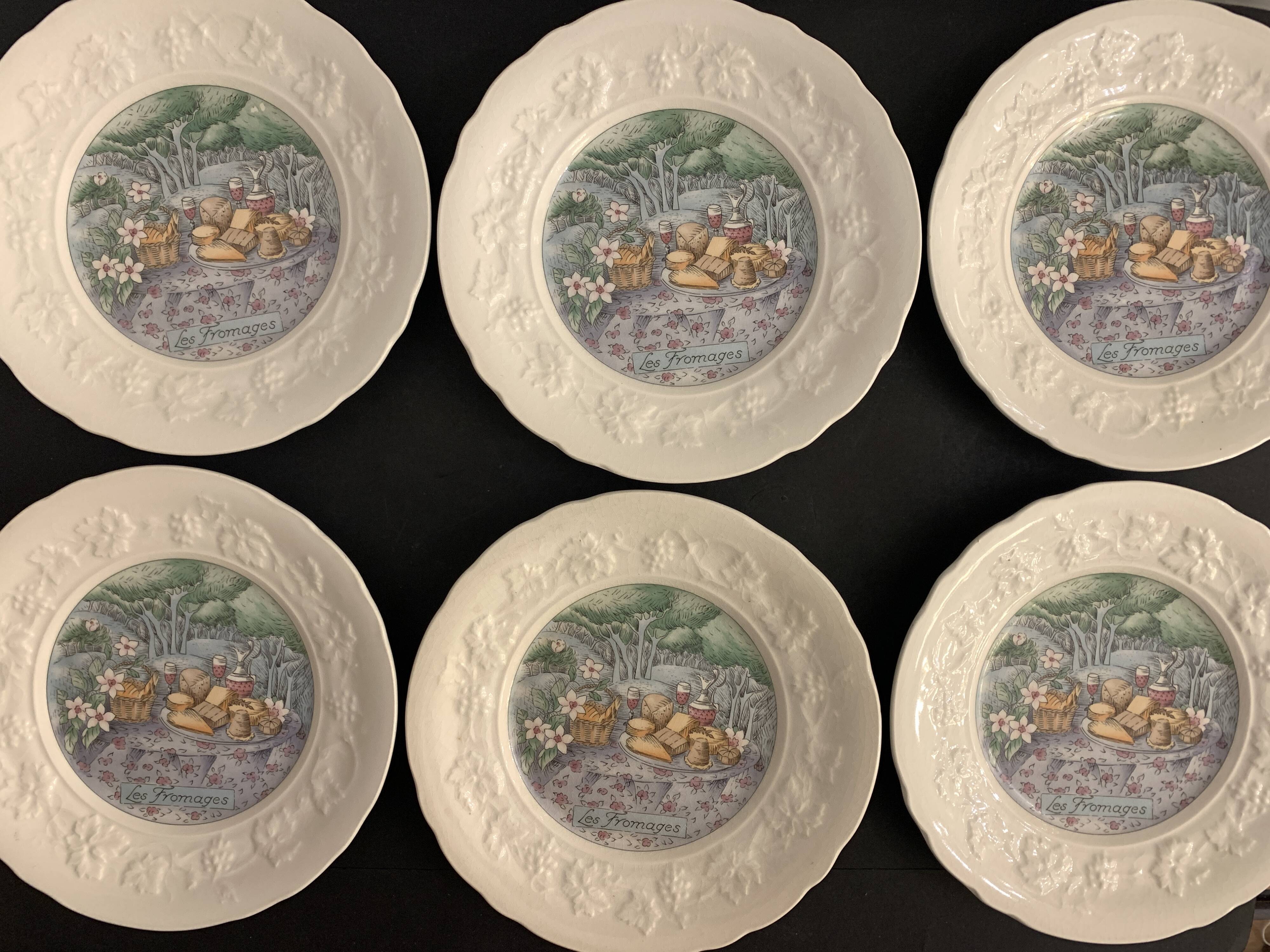 6 Gien cheese plates, Les Saveurs by Marie-Pierre Boitard