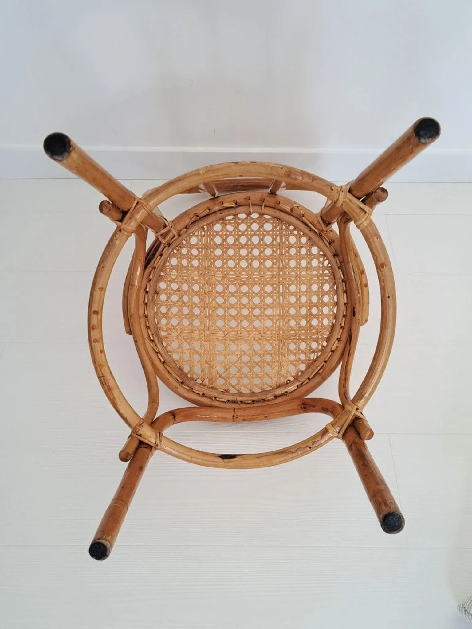 Vintage bamboo and cane chair, Thonet bistro style.