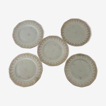 Lot de 5 assiettes, fabrication Berry, France