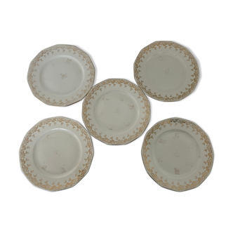 Lot de 5 assiettes, fabrication Berry, France