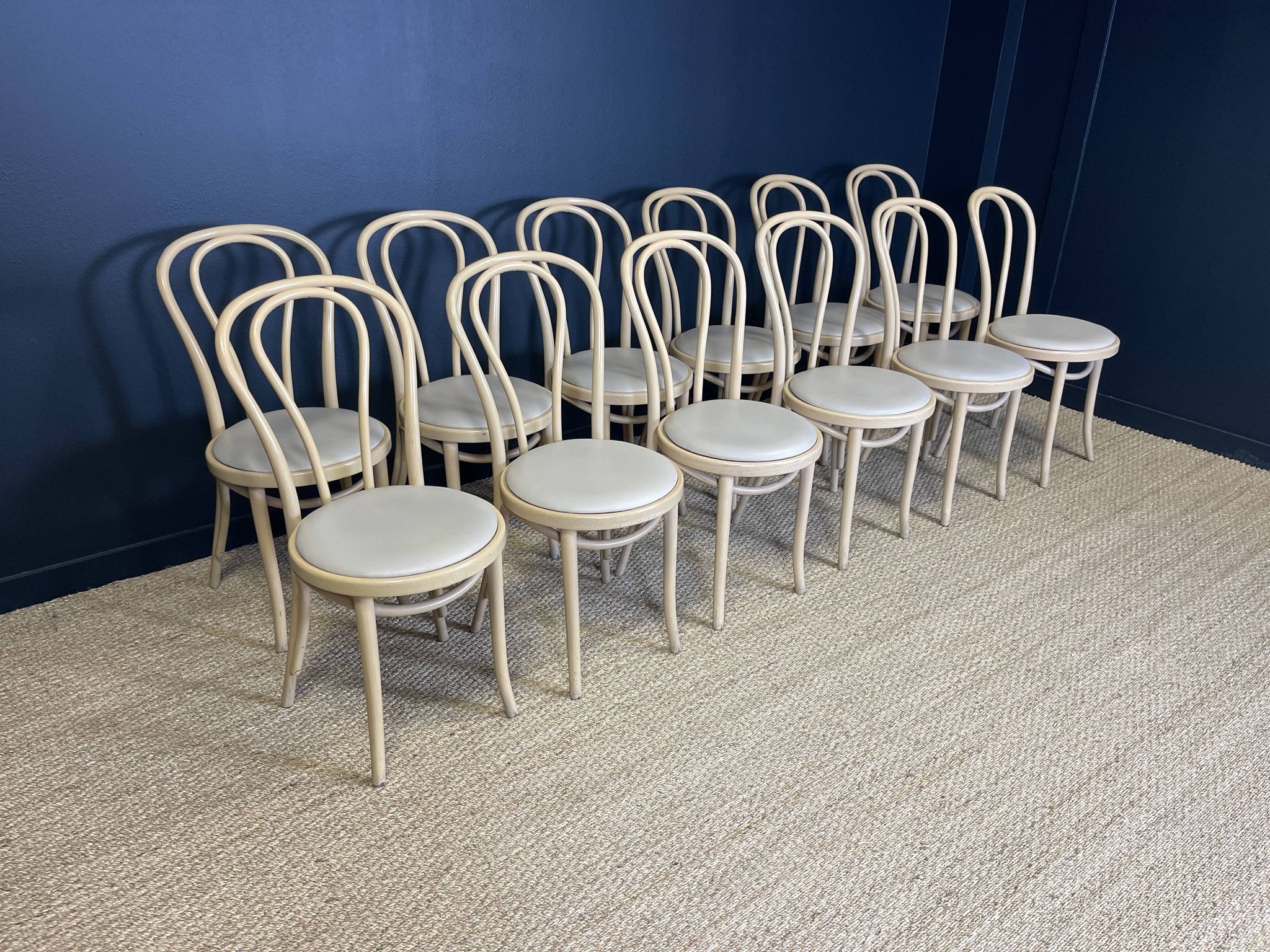 Set of 12 bistro chairs in light curved wood & skai GO IN Germany