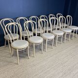 Set of 12 bistro chairs in light curved wood & skai GO IN Germany