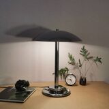 Mushroom lamp, chrome metal saucer, Aluminor, France, 1970