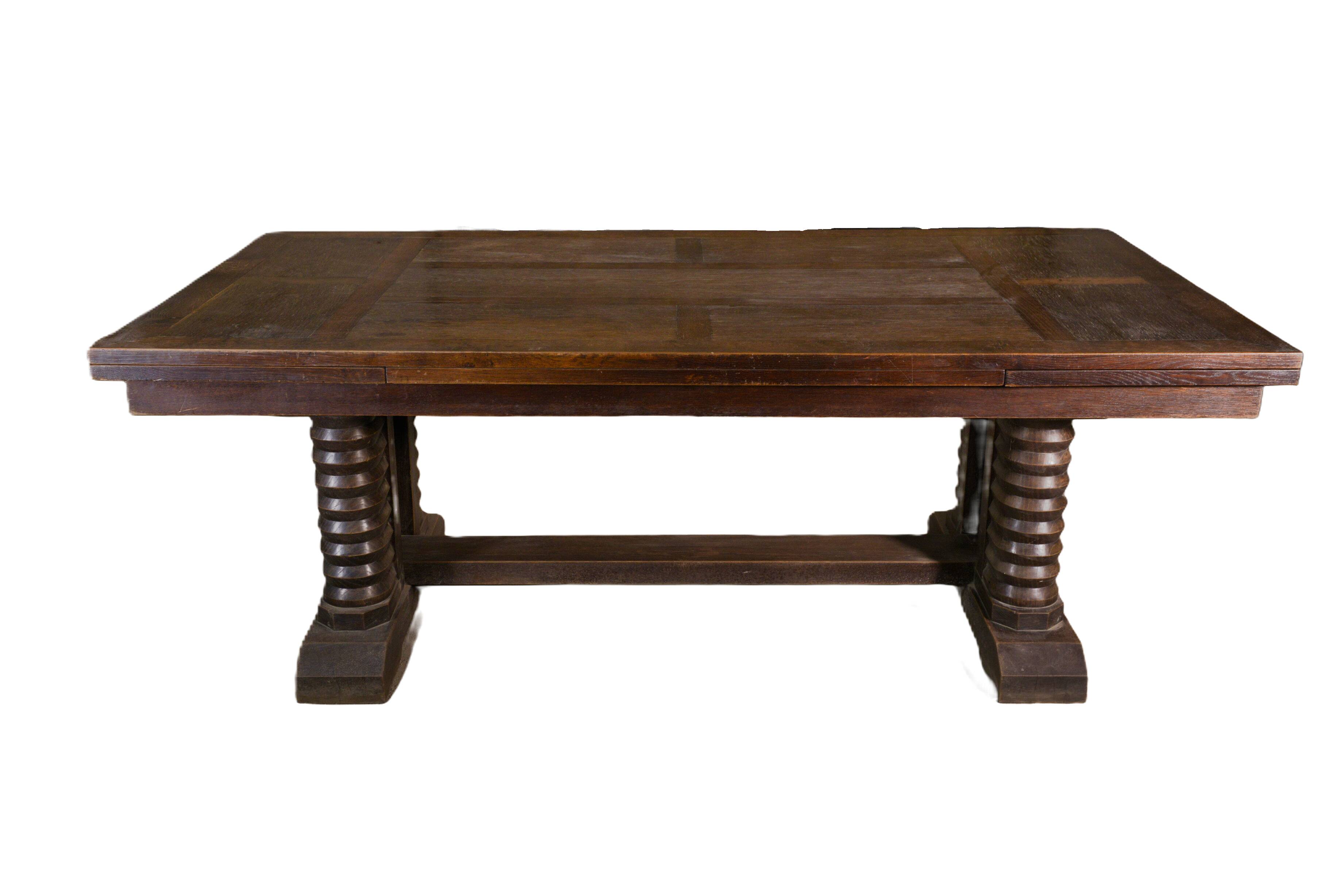 Large solid oak table by Joseph Savina 1950