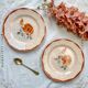 5 Small mismatched pink floral plates 1950 - DIGOIN SARREGUEMINES