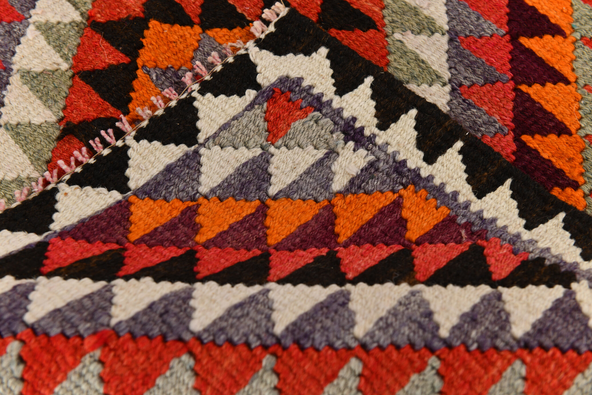 3x9 geometric kilim runner rug, 86x278cm