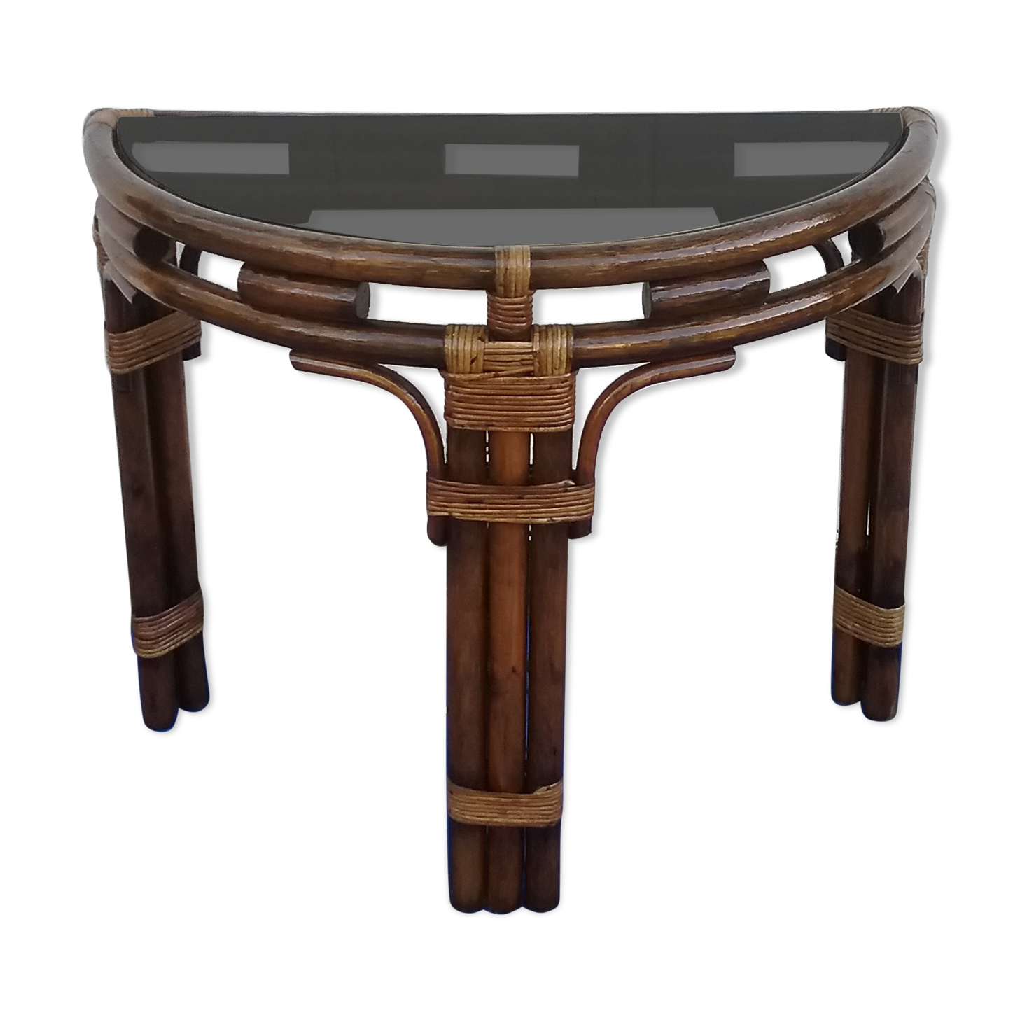 Half-moon bamboo console