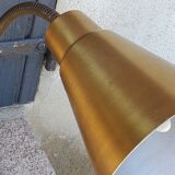 Designer desk lamp in gold metal 2 flexible arms from the 70s
