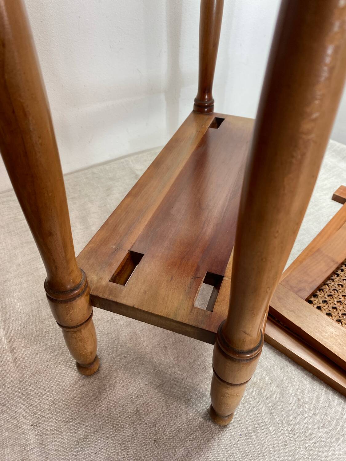 Magazine rack, wood and cane