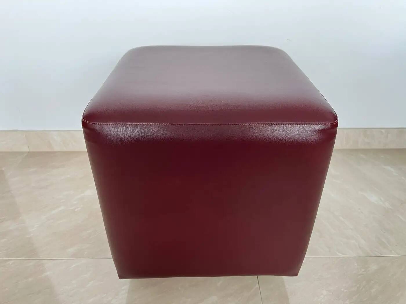 Pair of midcentury design wheel stools or tabourets, artificial leather, 1970s