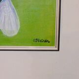 Oil painting on canvas "Bee" by Anita Steiner, Sweden mid 20th century