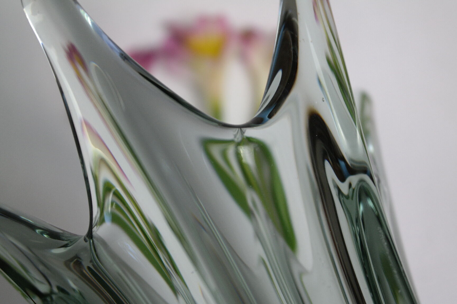 Vintage smoky grey Murano glass vase