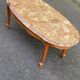 Vintage Louis XV coffee table in solid wood and pink marble.