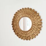 Golden sun mirror, in resin, 31 cm