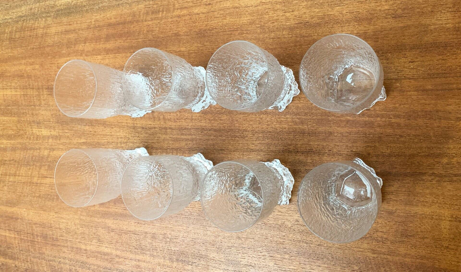 Mid-century Finnish Verres Aslak by Tapio Wirkkala for Iittala, set of 8.
