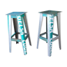 2 industrial bar stools kaolin metal/tole
