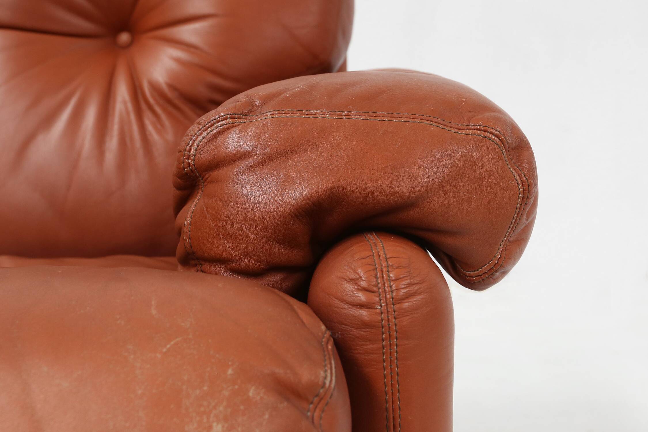 Brown leather 3-seater sofa Coronado by Tobia Scarpa for B&B Italia, Italy ca. 1960