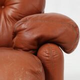 Brown leather 3-seater sofa Coronado by Tobia Scarpa for B&B Italia, Italy ca. 1960