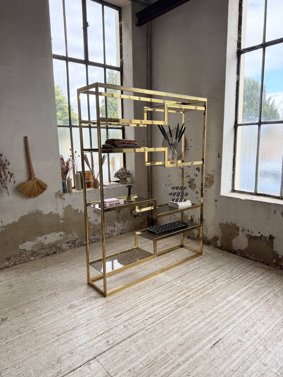 Brass shelf 1970 Belgo Chrom regency