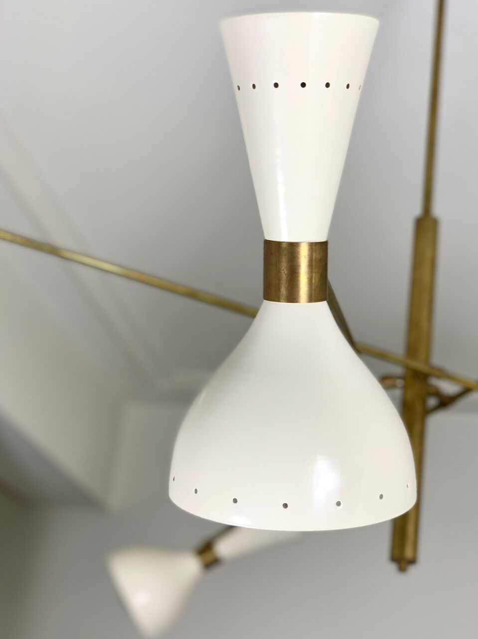 Asymmetric Italian Brass Ceiling Lamp  Style, 1950s Mid-Century