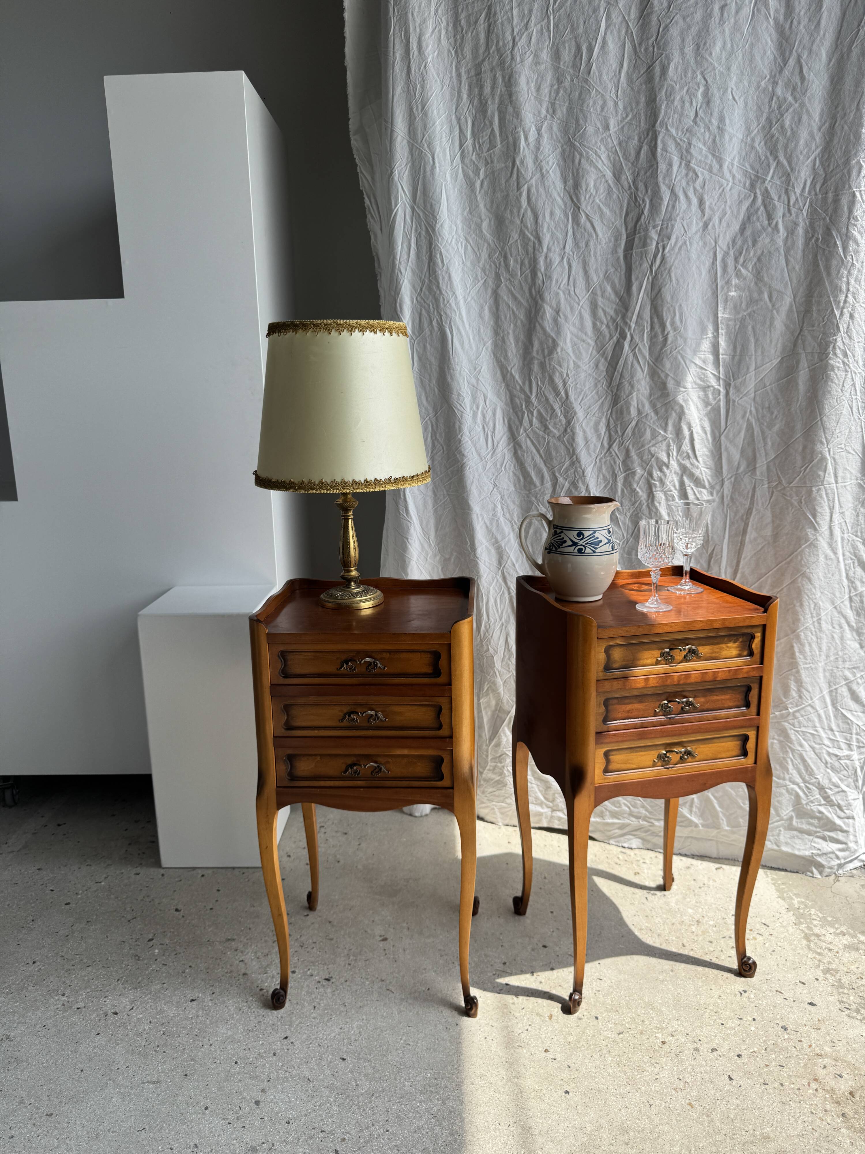 Small classic gold brass lamp with cream shade H48