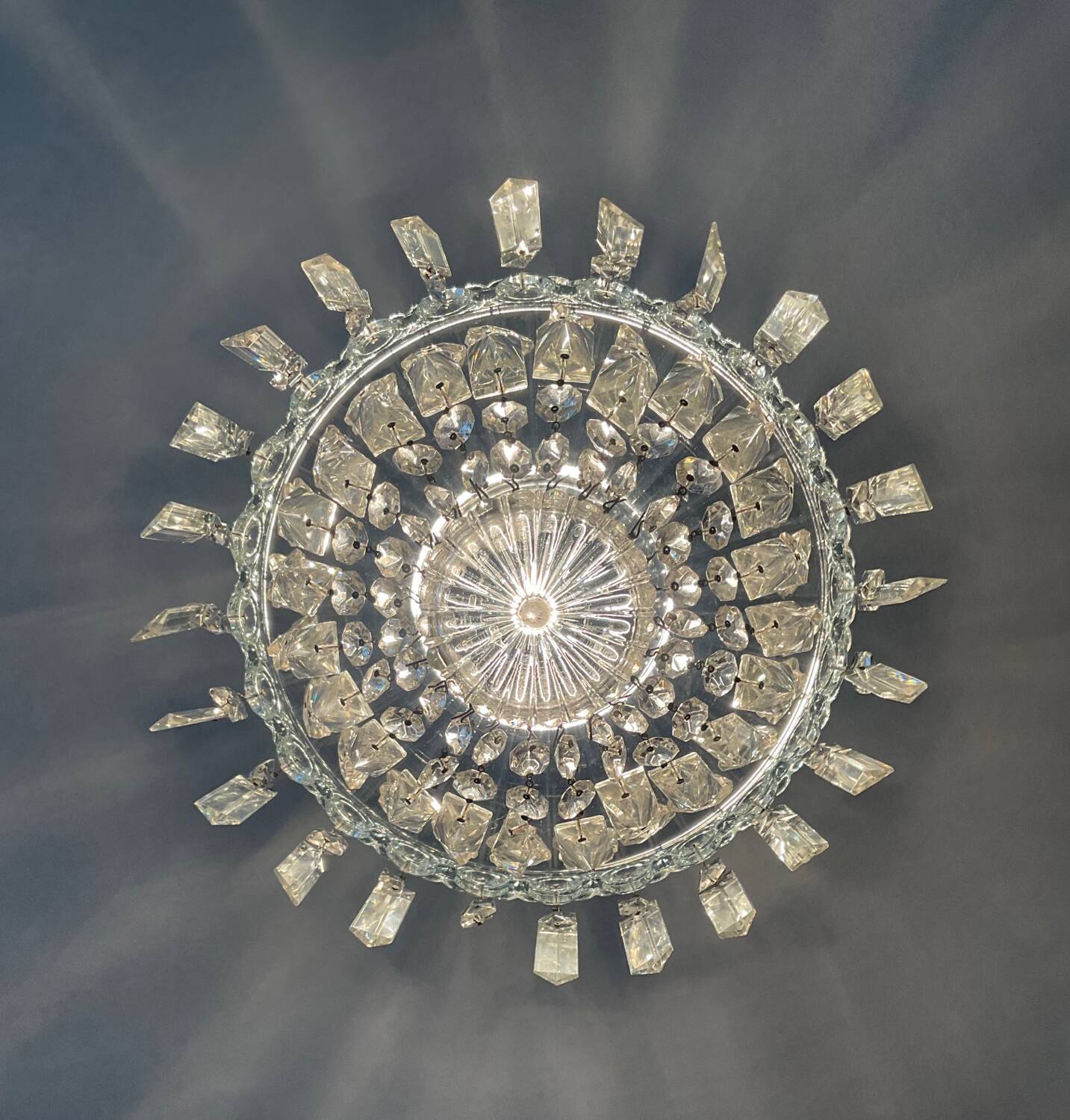 Bohemian crystal basket chandelier