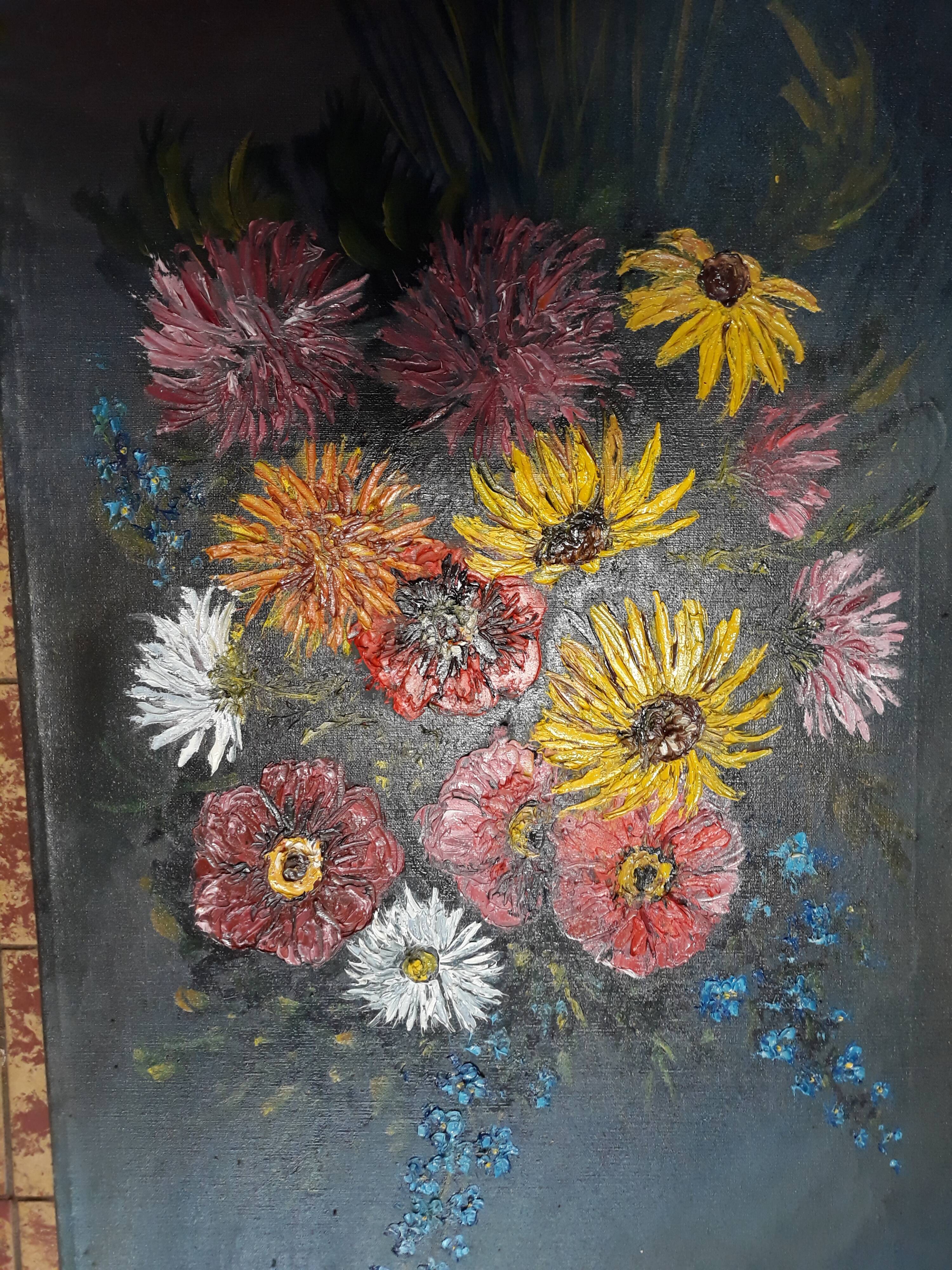 Huile sûr toile bouquet de fleurs