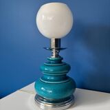 Vintage turquoise blue crackled glazed ceramic lamp – base ch