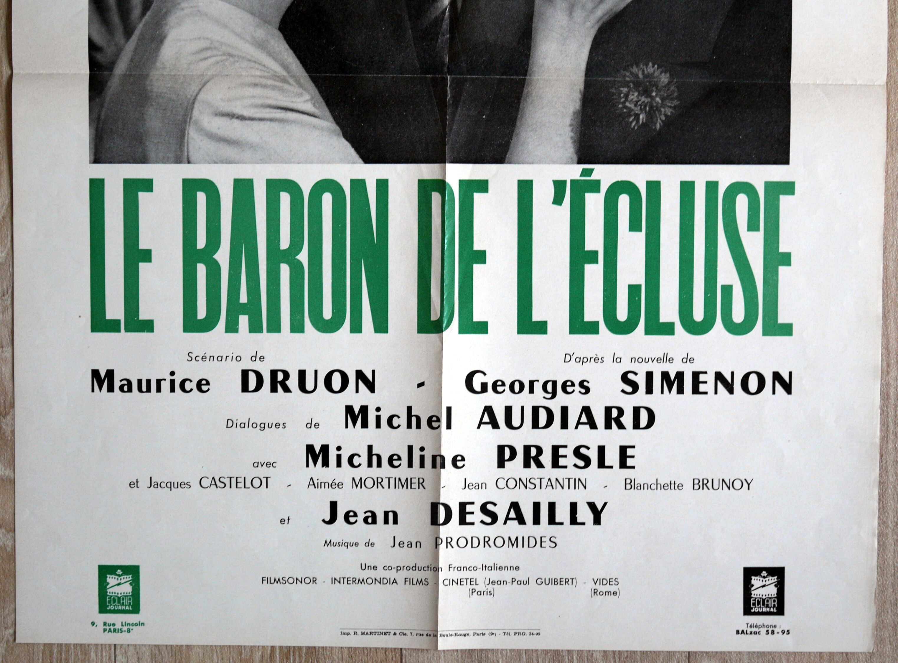 Original cinema poster "The Lock Baron" Gabin, Audiard, Simenon