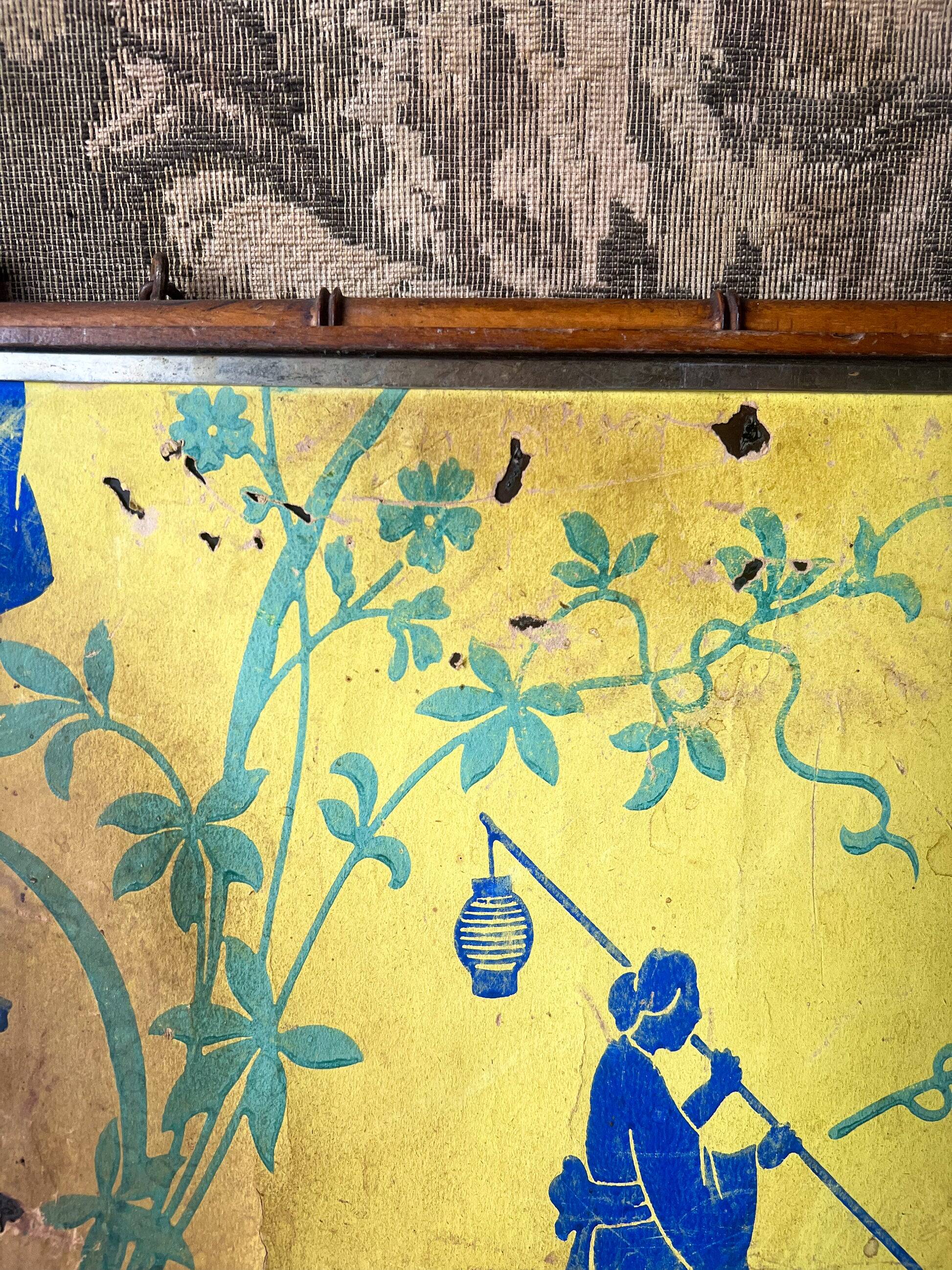 19th-century French chinoiserie-style mirror with a bamboo frame