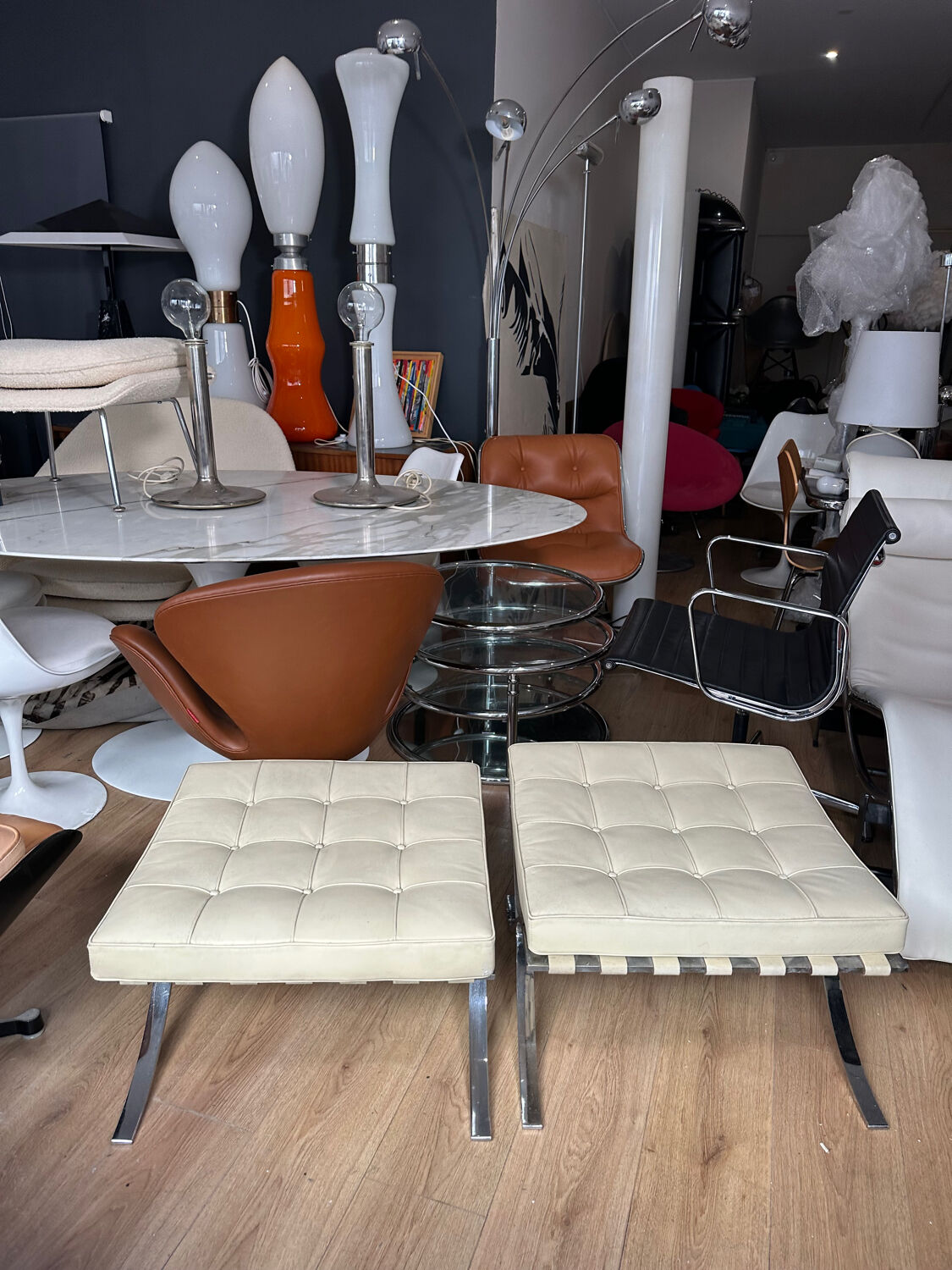 Pair of Barcelona Ottomans Knoll edition