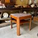 Square side table in wood and red marble 60 x 60 cm