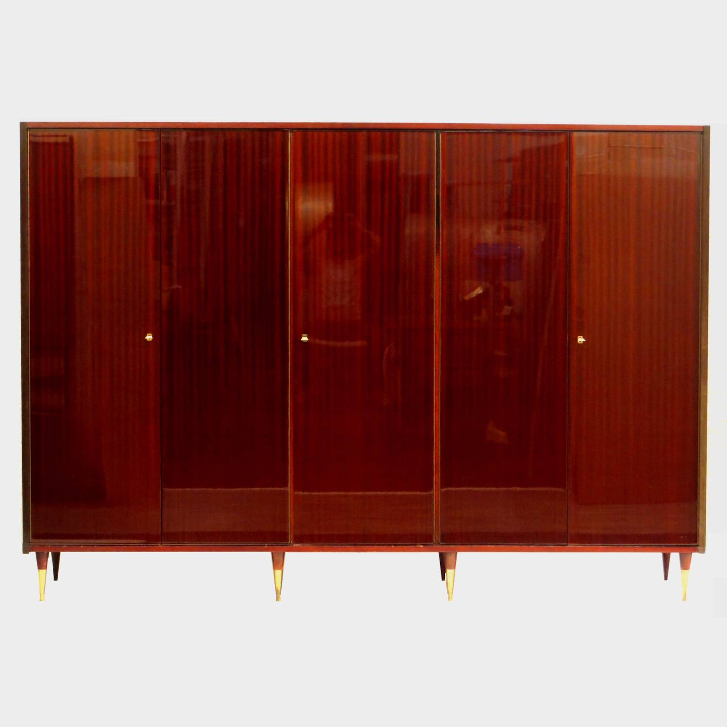 Large vintage 5-door mid century modern design wardrobe in mahogany, 1960s