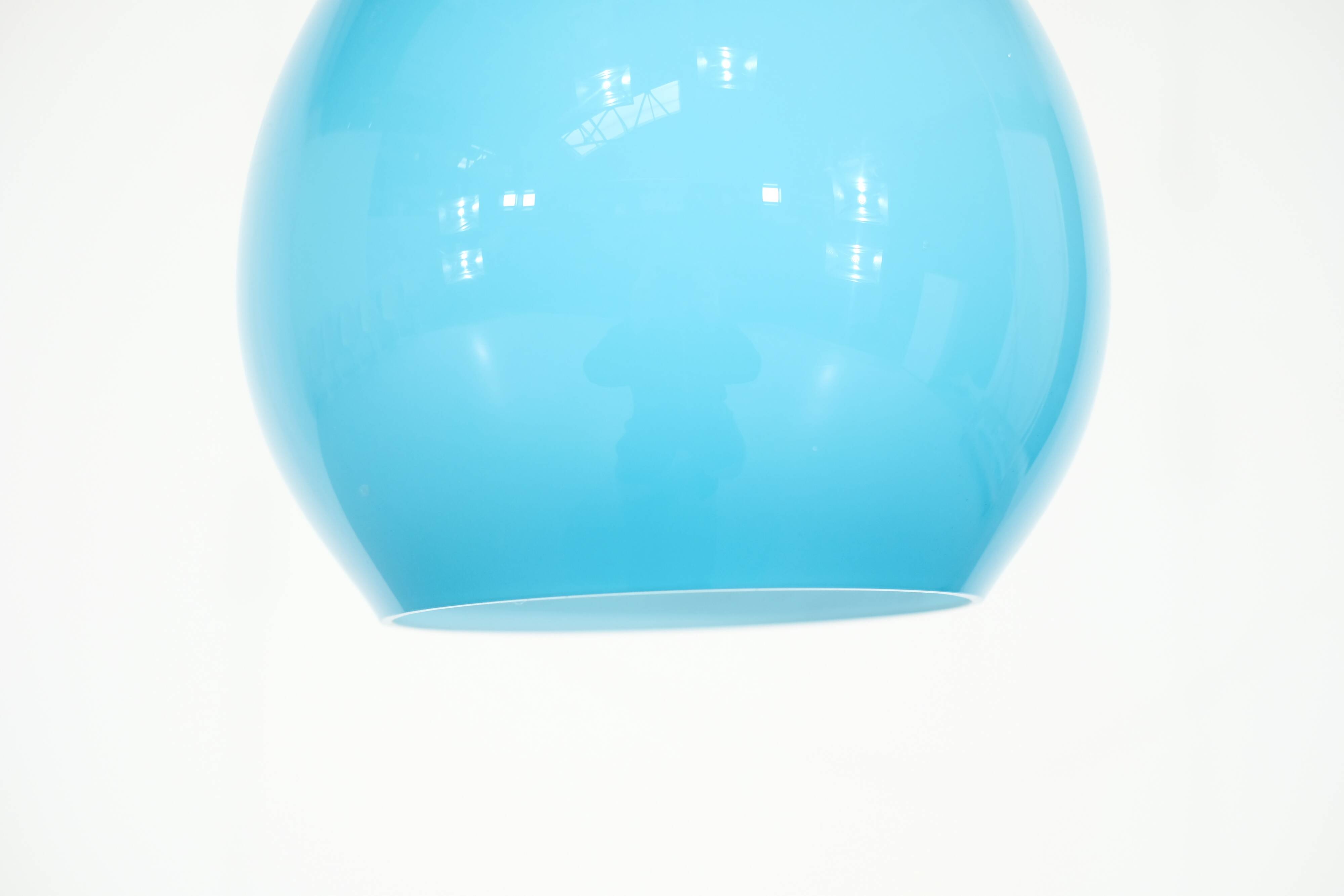 Italian pendant light in blue opaline