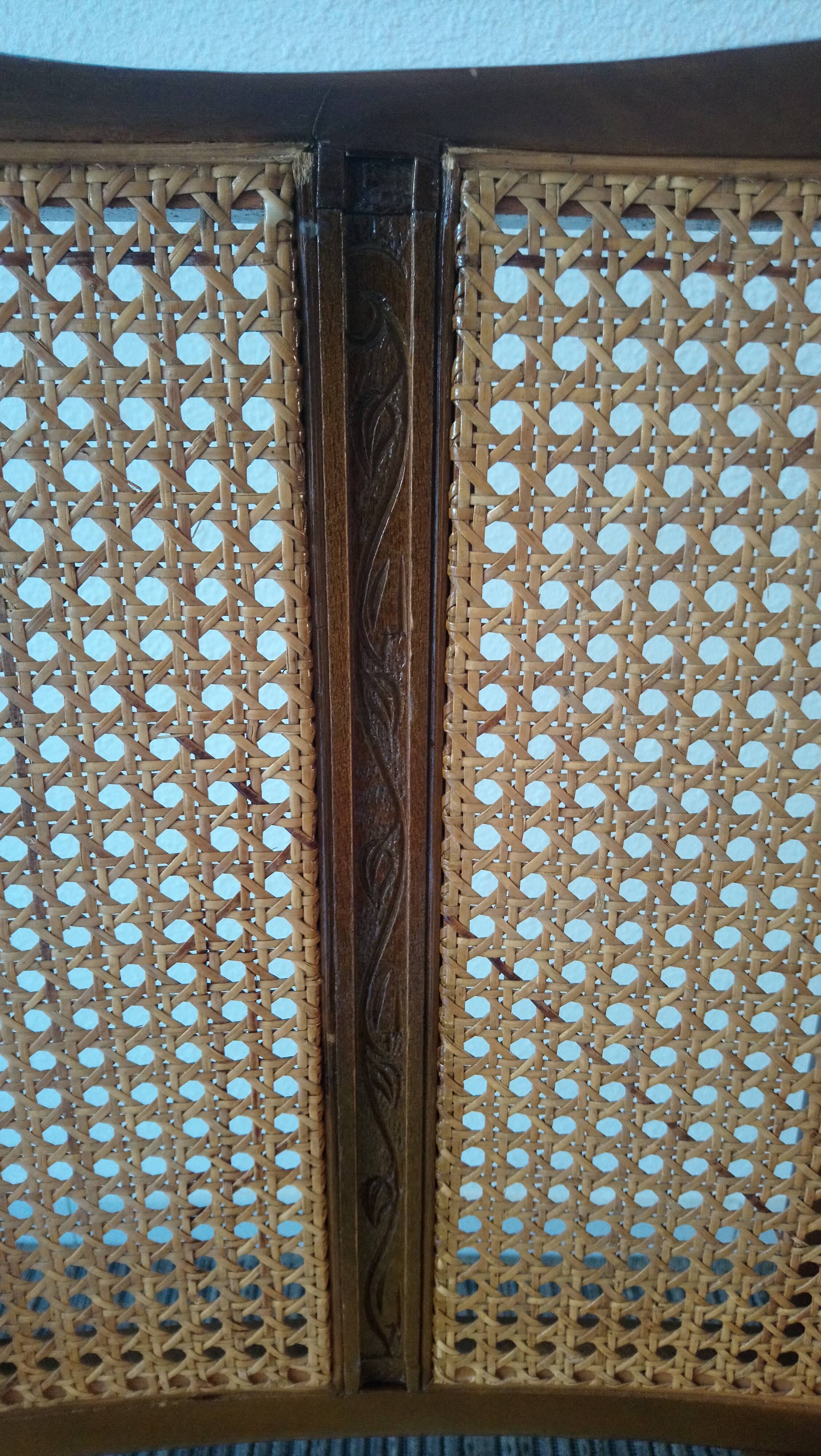 Suite of 6 vintage skai chairs and 60s canned backrest