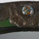 Arts & Crafts Mirror in green metal with glass decoration, France ca. 1905