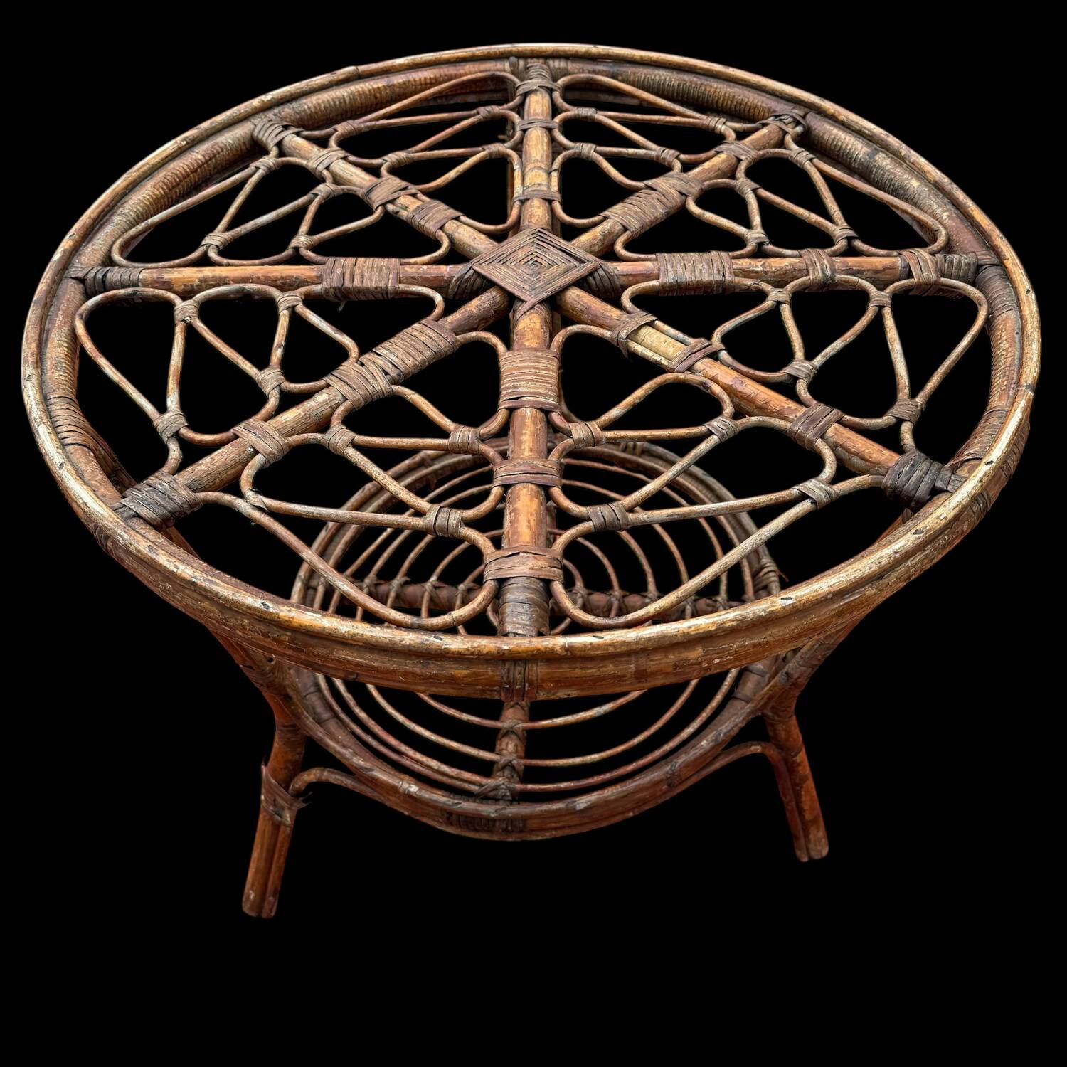 Rattan coffee table from the 50's Italy