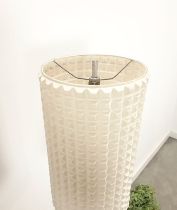 Vintage Floor Lamp in Checkered Milk Glass