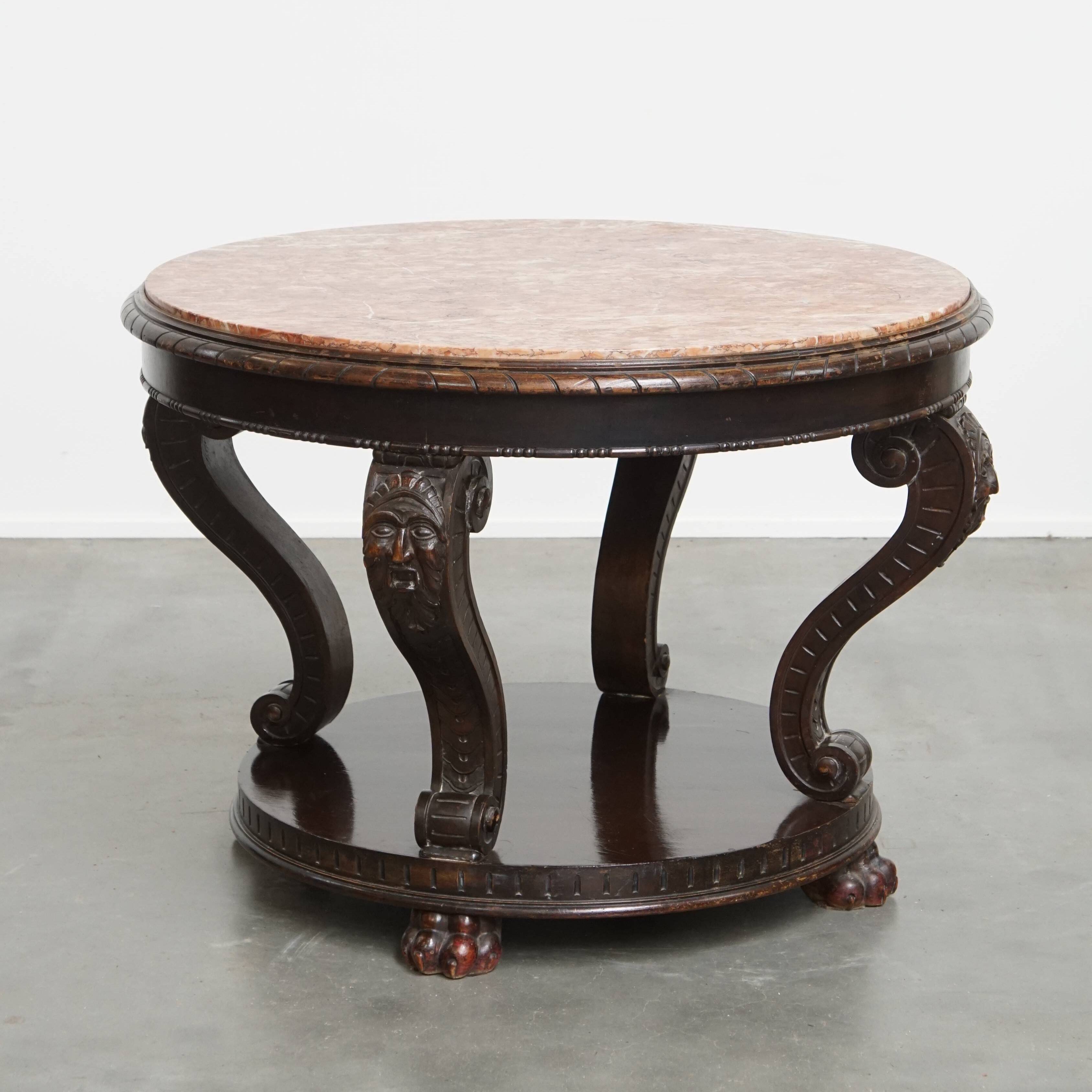Antique French Side Table from the Early 1900s with a Marble Top