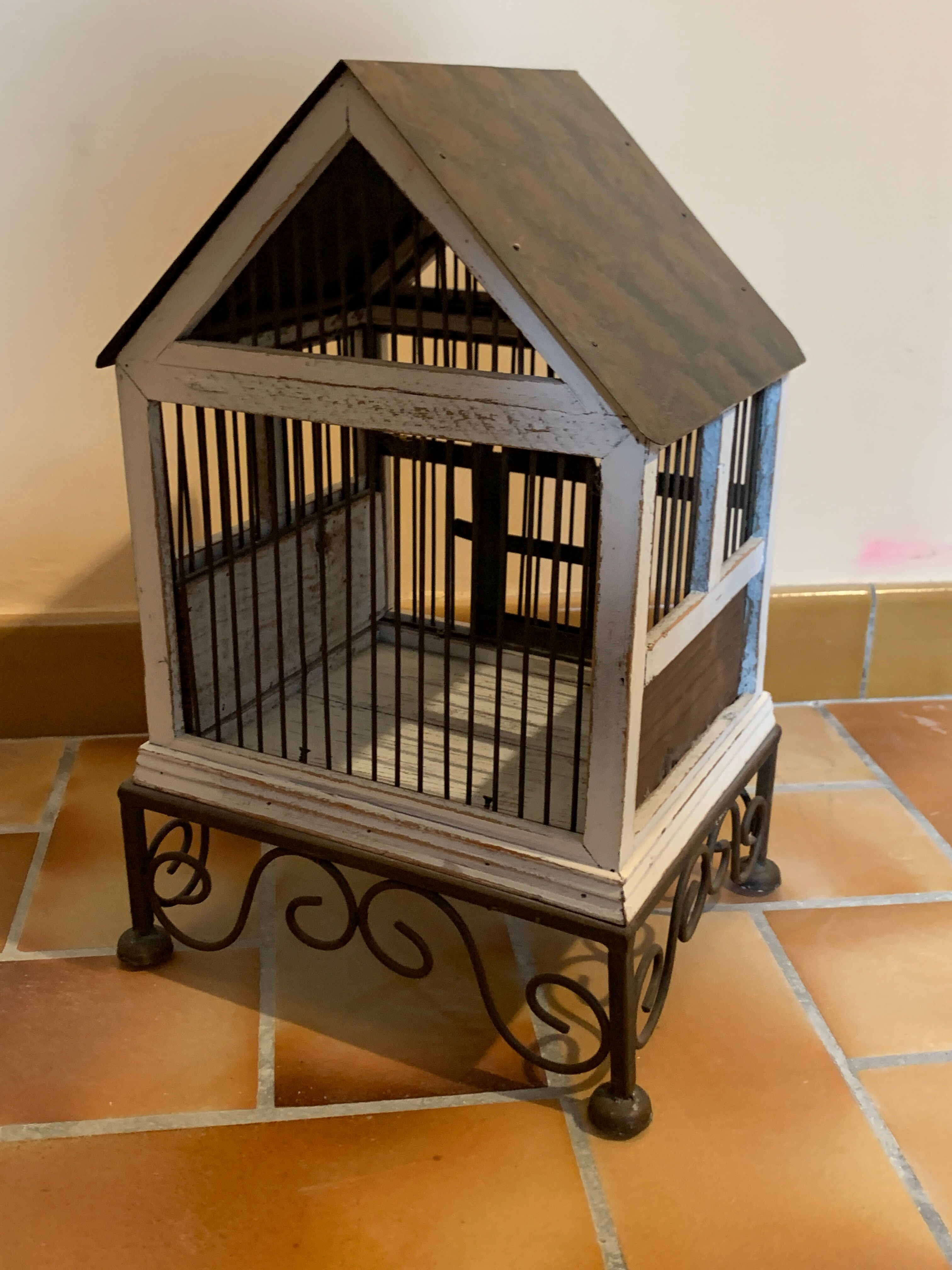 Iron and wood bird cage