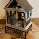 Iron and wood bird cage