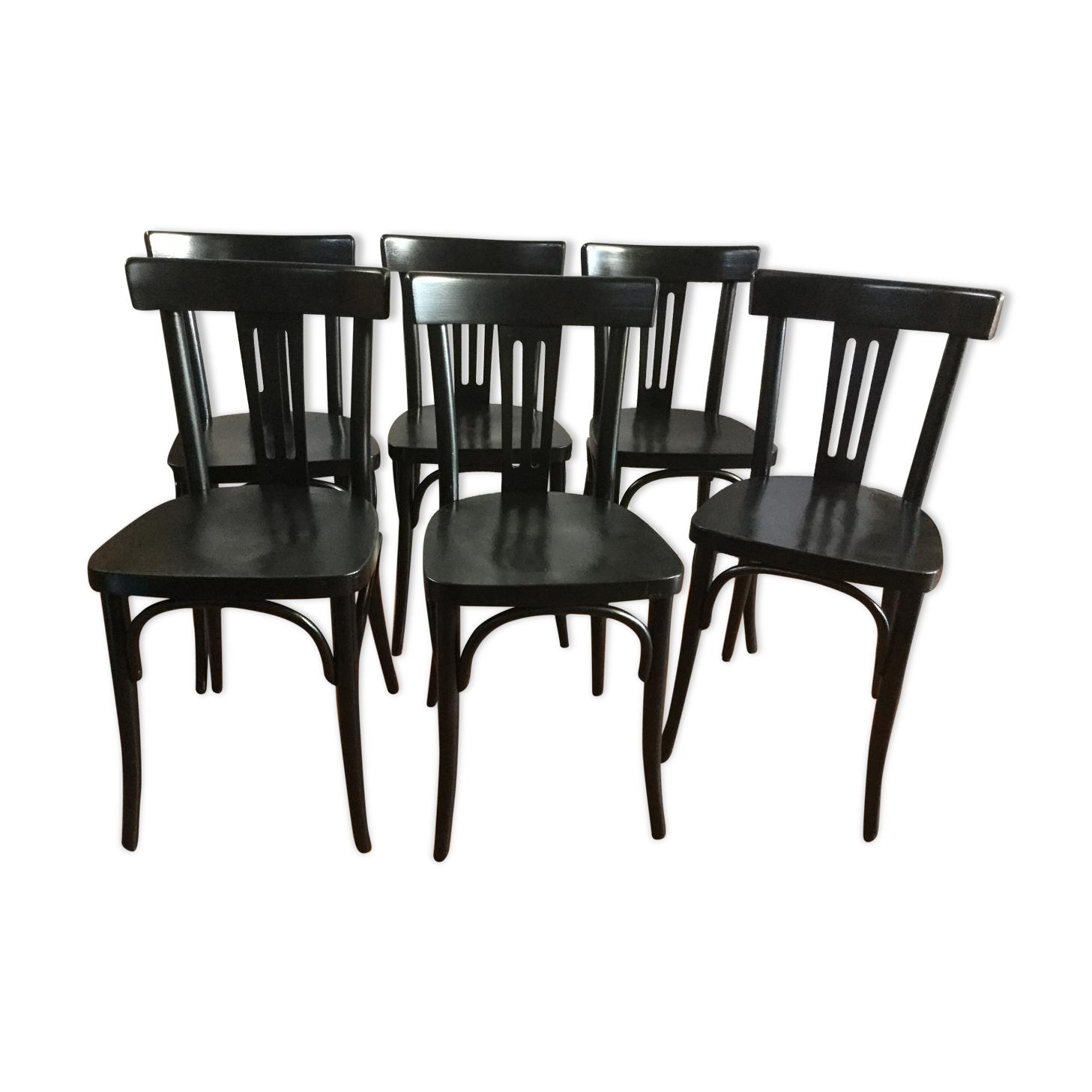 Suite of 6 old bistro chairs