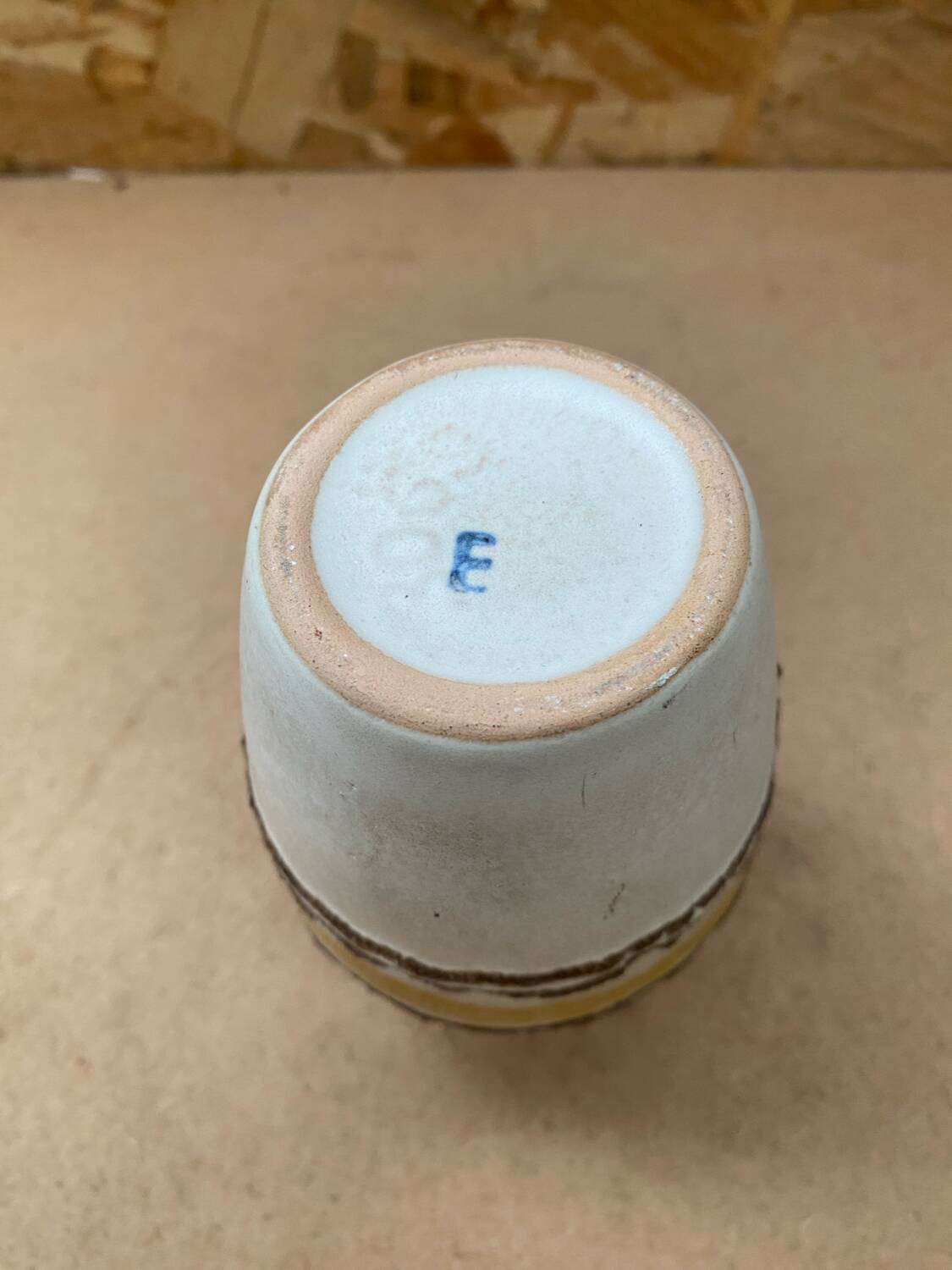 Antique Vintage Beige & Brown Ceramic Vase #B617