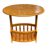 Round oval side table in carved solid wood from the 20th century.