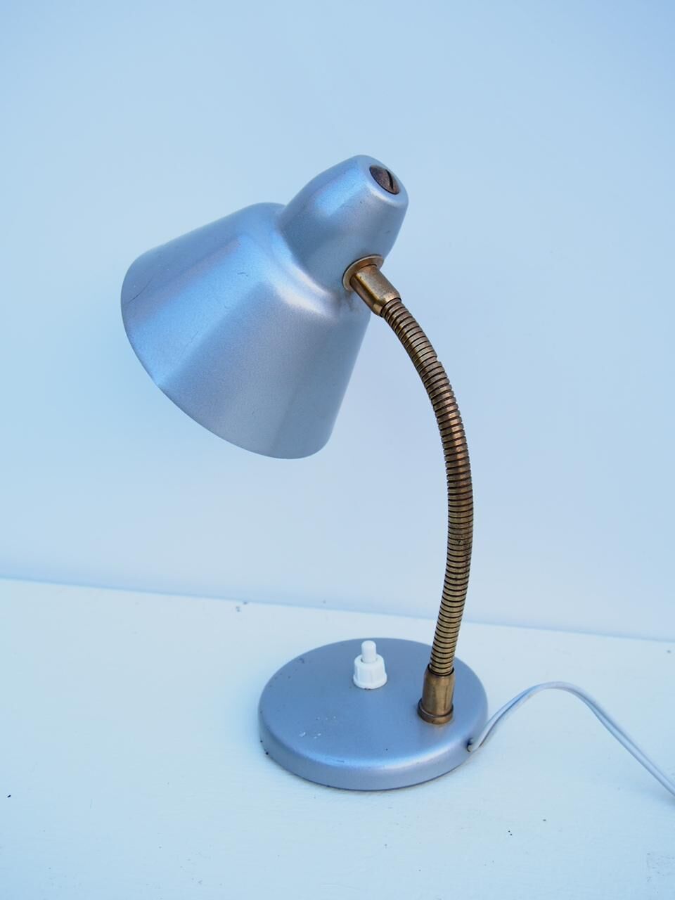 Gray metal desk lamp