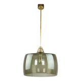 Green italian mid-century glass & brass ceiling lamp