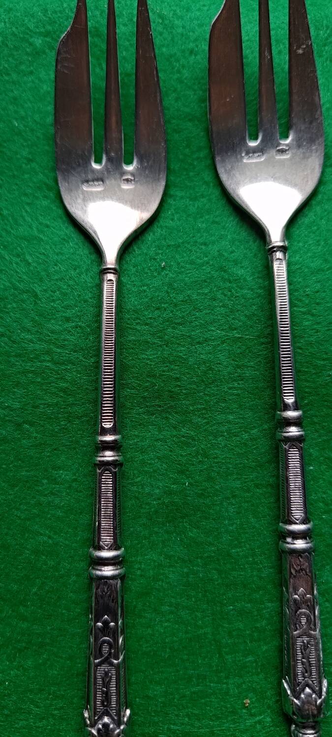 12 silver cake forks