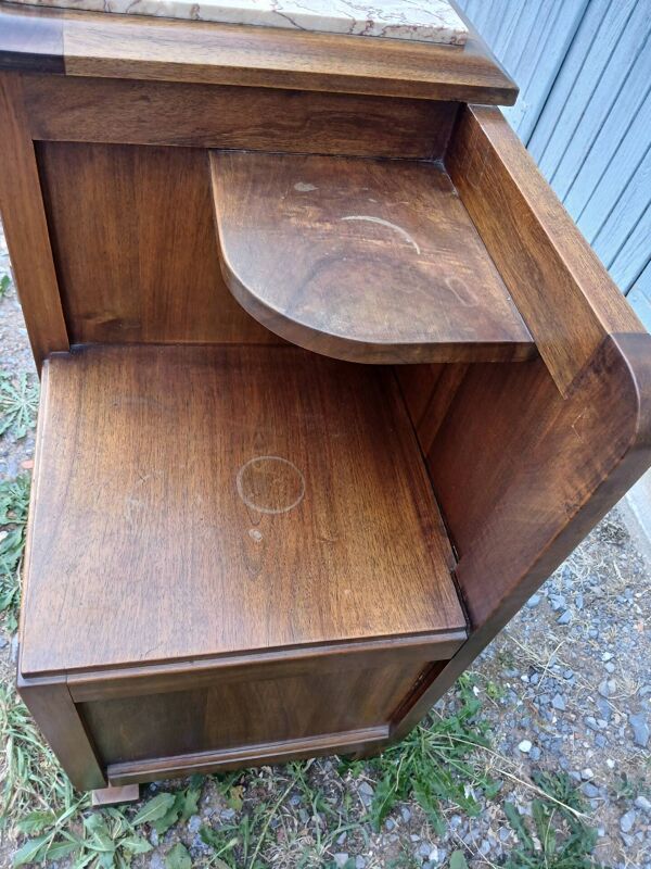 Table de chevet vintage bois et marbre