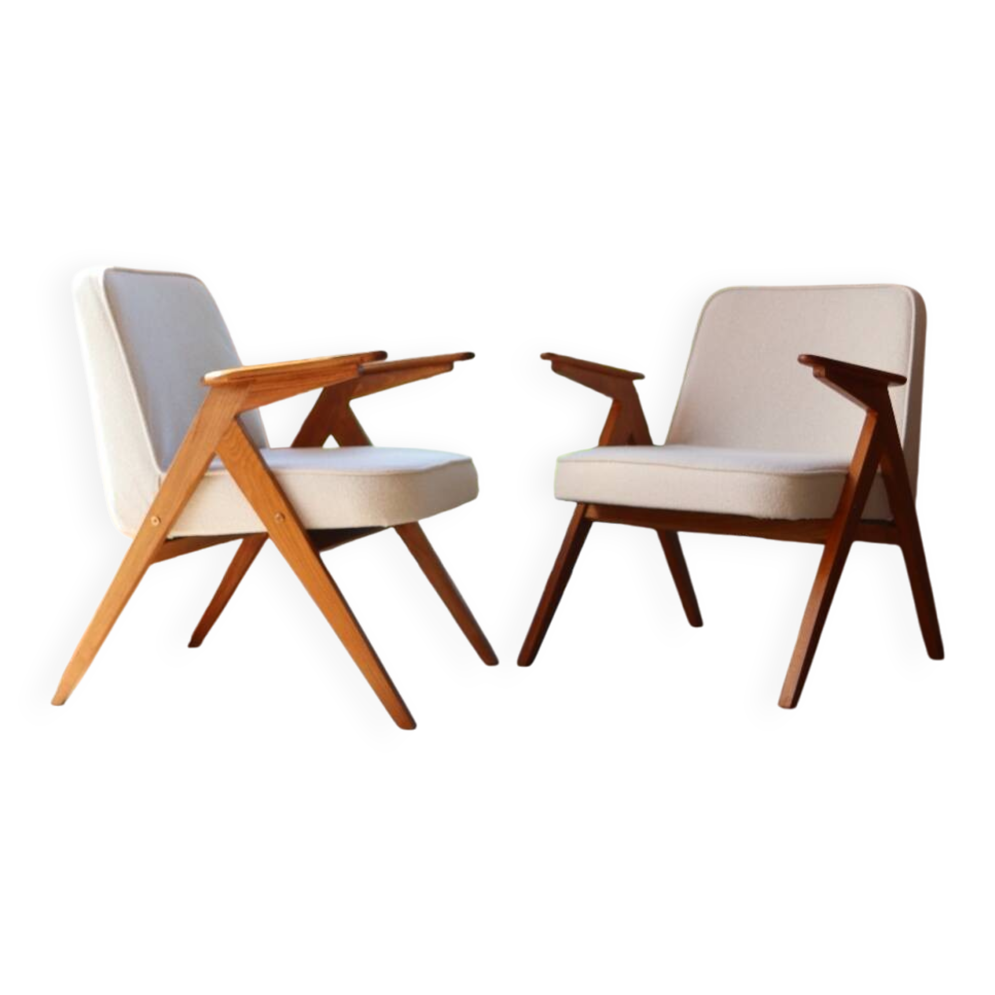 Scandinavian armchair set of 2 buckle white